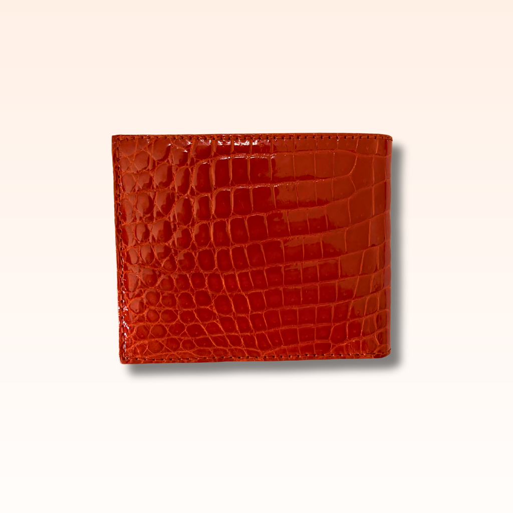 Bifold Crocodile Wallet Mandarine Glazed - MORELET®