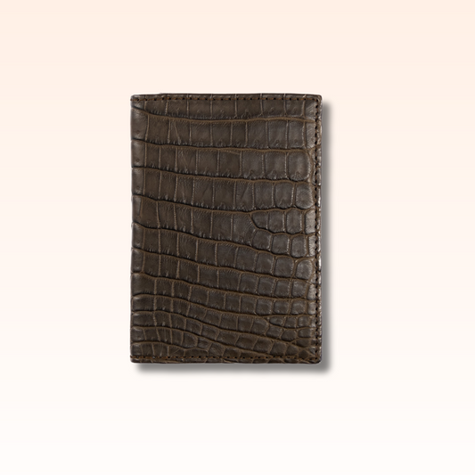 Compact Crocodile Wallet Nicotine - MORELET®