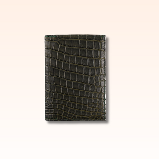 Compact Crocodile Wallet Olive - MORELET®