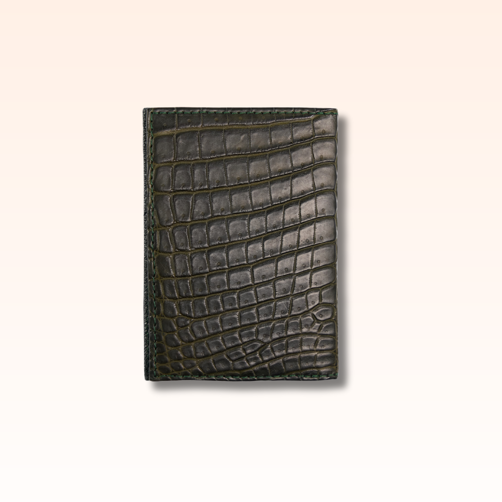 Compact Crocodile Wallet Olive - MORELET®