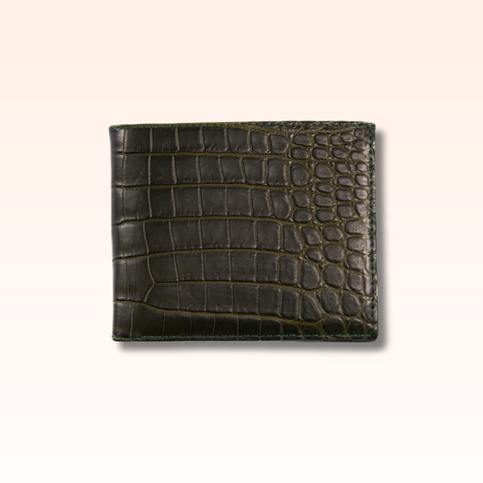 Bifold Crocodile Wallet Olive - MORELET®