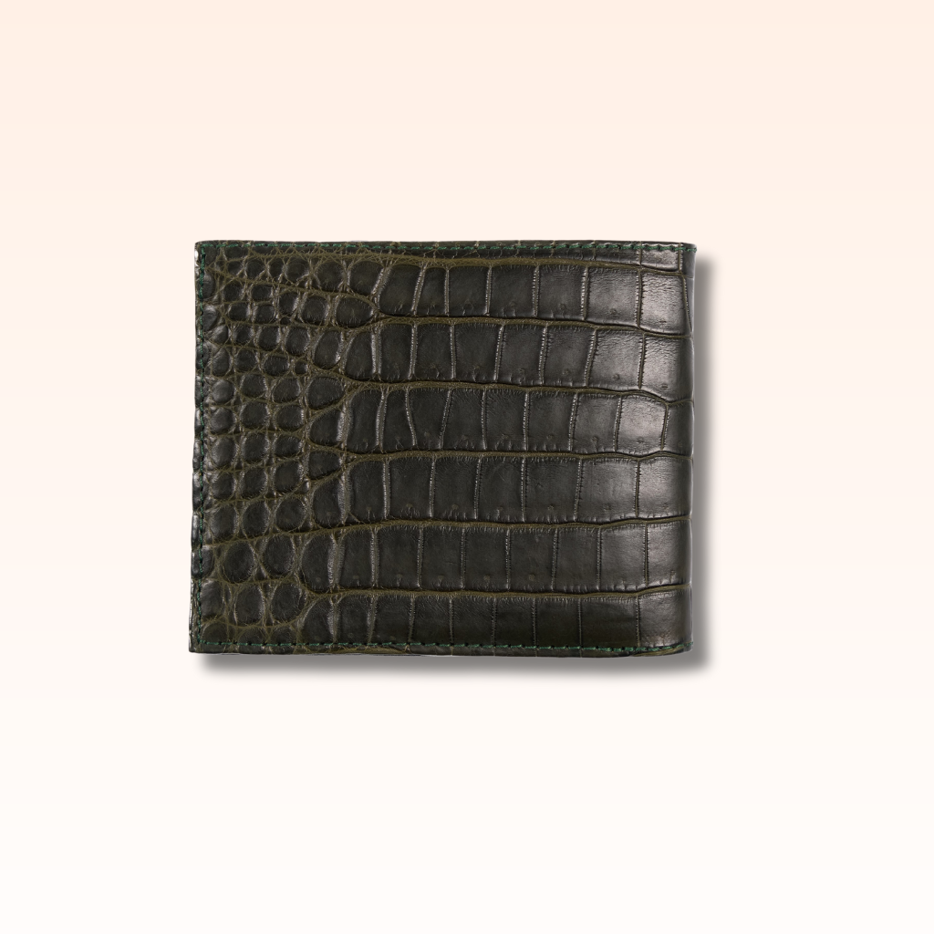 Bifold Crocodile Wallet Olive - MORELET®