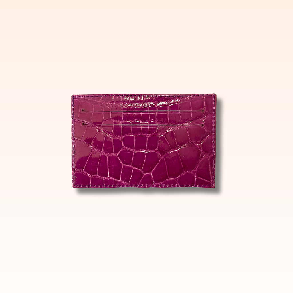 Crocodile Card Holder Kelly Magenta Glazed - MORELET®