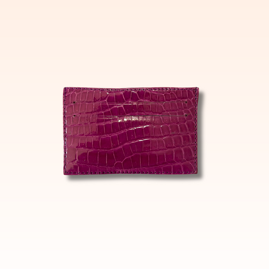 Crocodile Card Holder Kelly Magenta Glazed - MORELET®