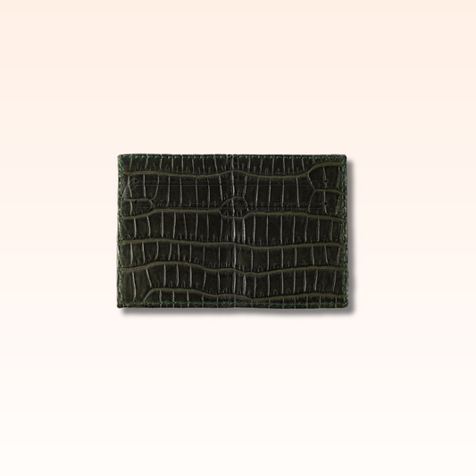 Crocodile Card Holder Olive - MORELET®