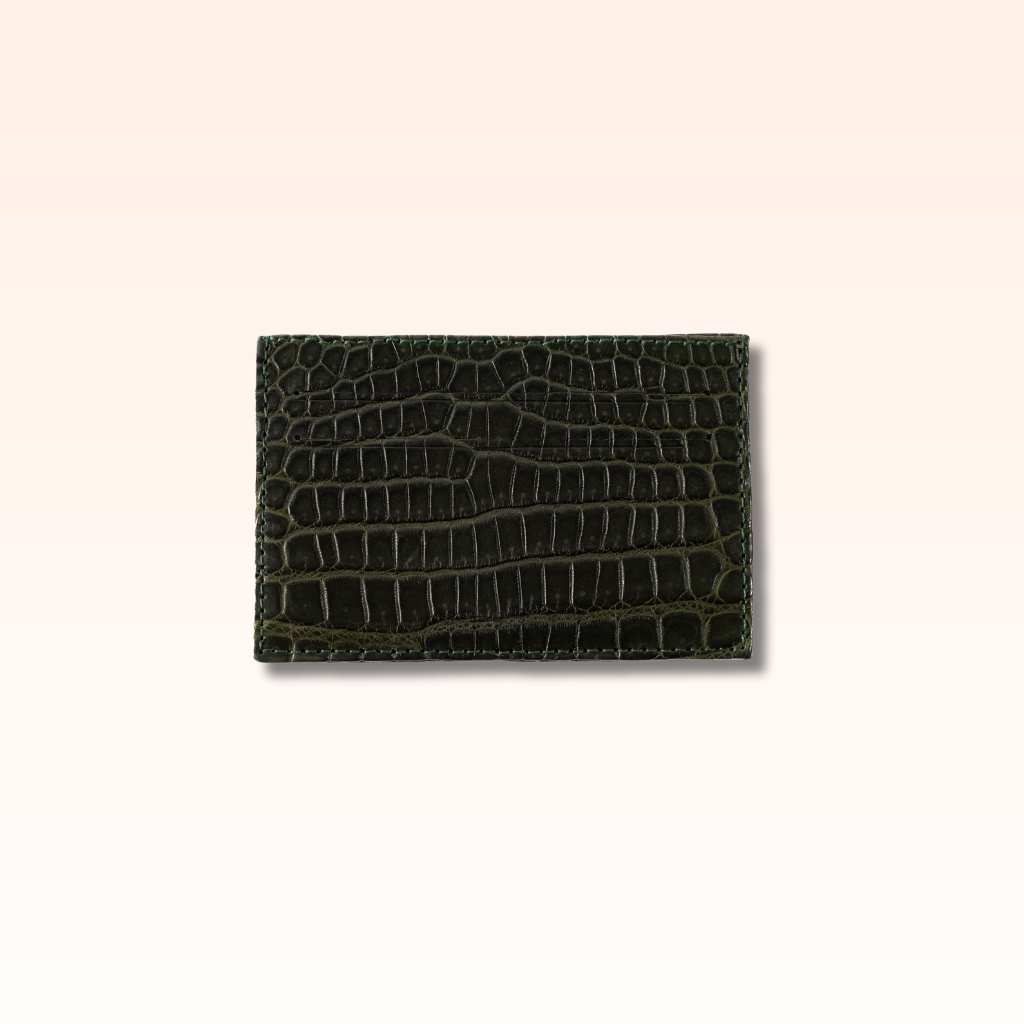 Crocodile Card Holder Olive - MORELET®