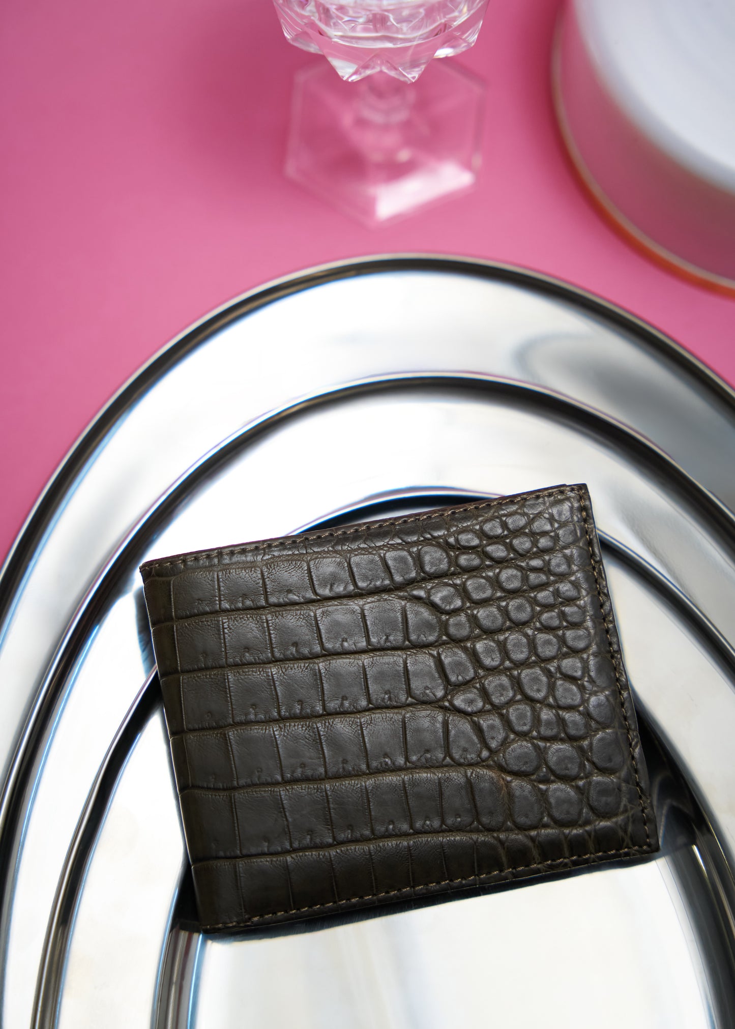 Bifold Crocodile Wallet Nicotine - MORELET®