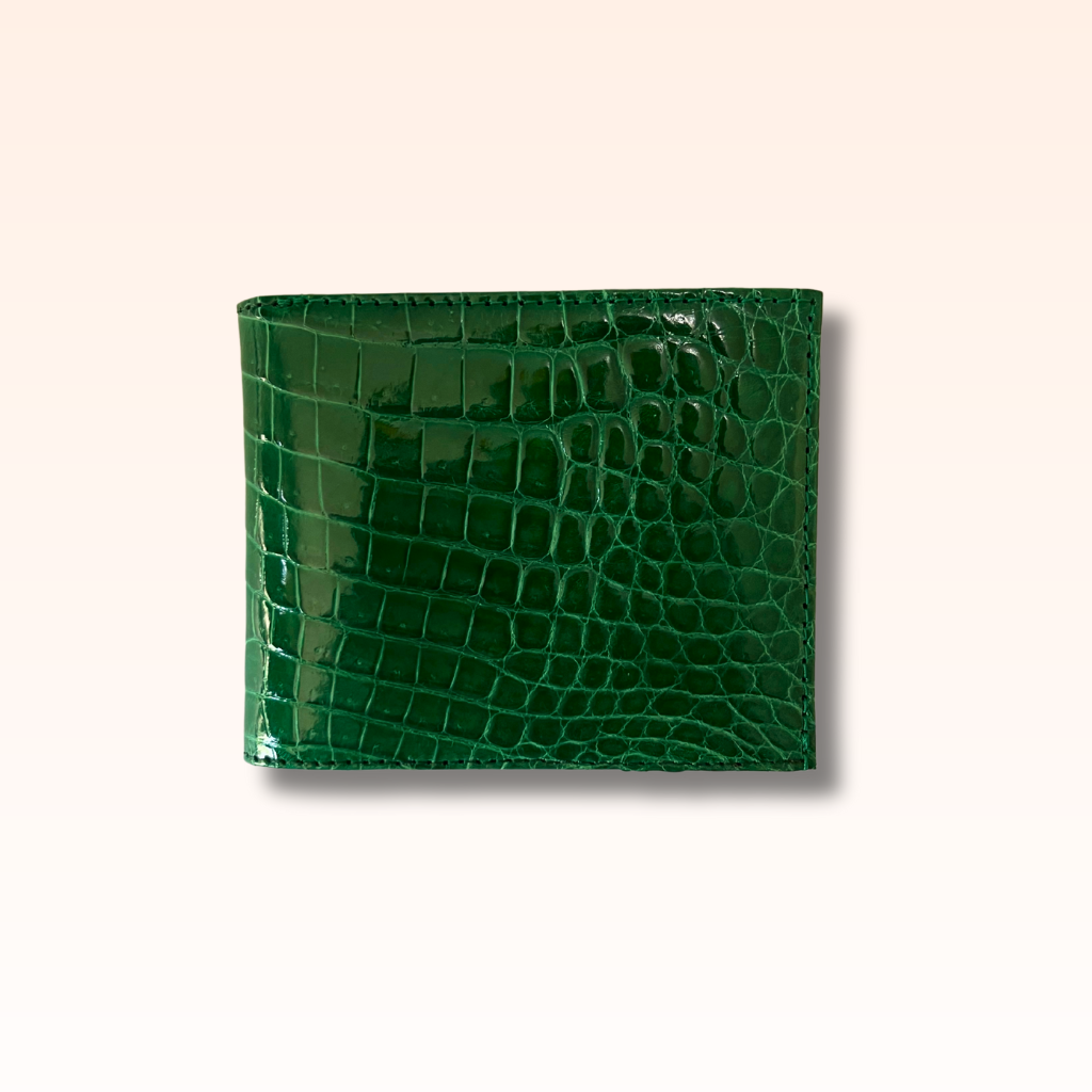 Bifold Crocodile Wallet Kelly Green Glazed - MORELET®