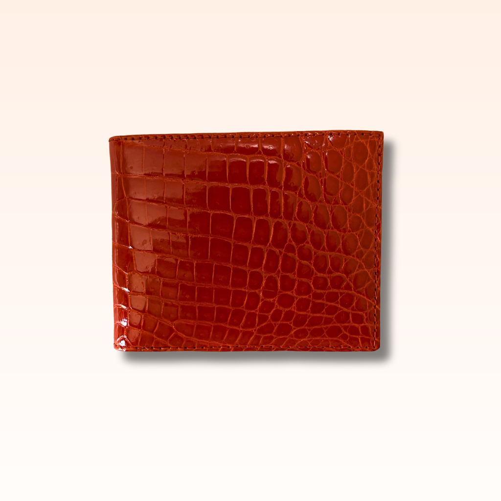 Bifold Crocodile Wallet Mandarine Glazed - MORELET®