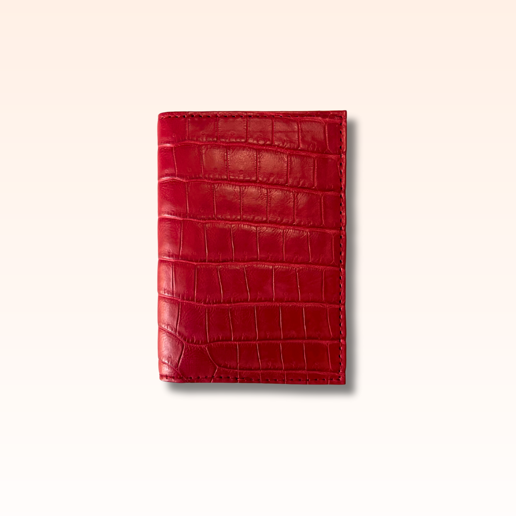 Compact Crocodile Wallet Apple Red - MORELET®