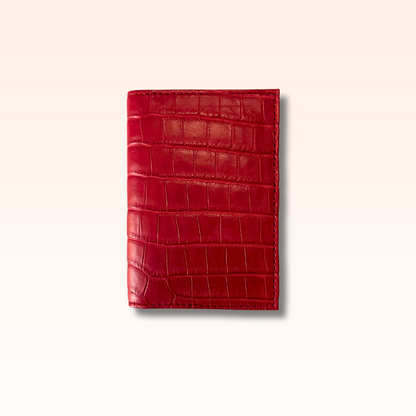Compact Crocodile Wallet Apple Red - MORELET®